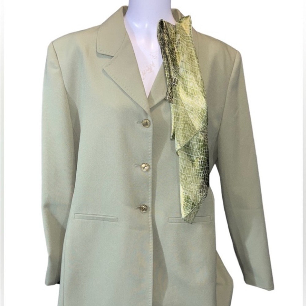 Vintage Larry Levine Light Green Blazer with Scarf